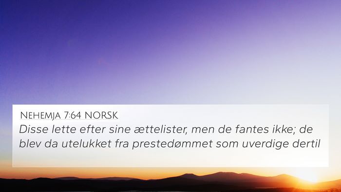 Nehemja 7:64 NORSK Bible Verse Image