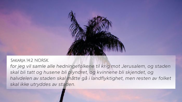 Sakarja 14:2 NORSK Bible Verse Image