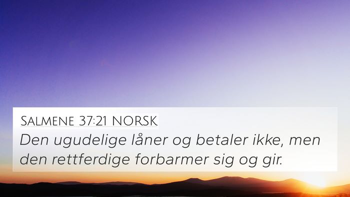 Salmene 37:21 NORSK Bible Verse Image