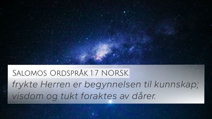 Salomos Ordspråk 1:7 NORSK Bible Verse Image