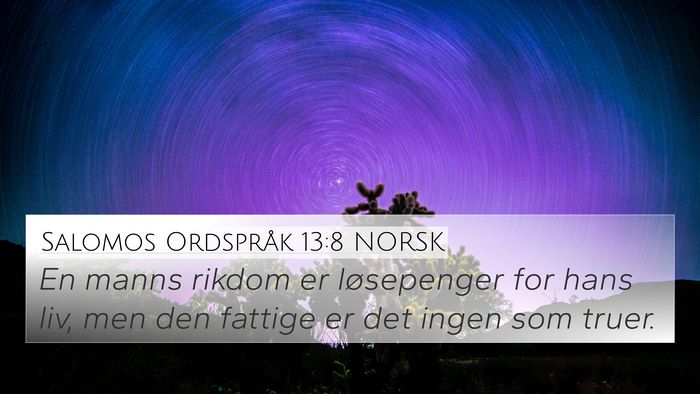 Salomos Ordspråk 13:8 NORSK Bible Verse Image
