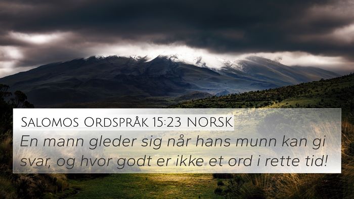Salomos Ordspråk 15:23 NORSK Bible Verse Image