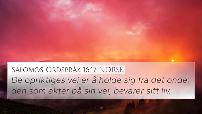 Salomos Ordspråk 16:17 NORSK Bible Verse Image