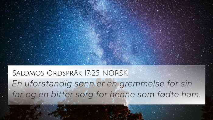 Salomos Ordspråk 17:25 NORSK Bible Verse Image