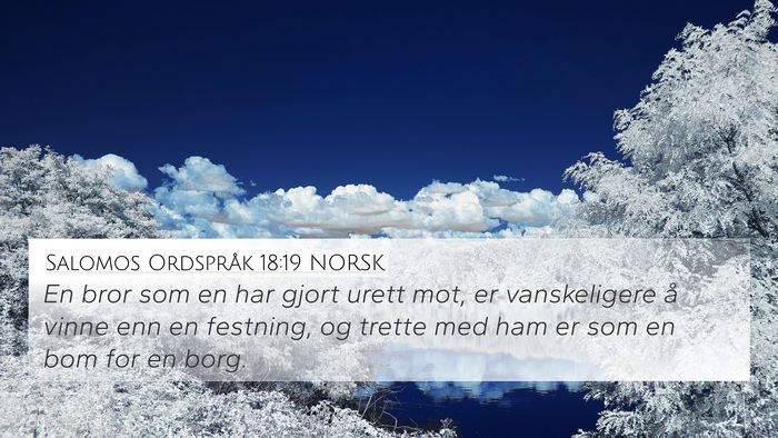 Salomos Ordspråk 18:19 NORSK 4K Wallpaper - En bror som en har gjort urett mot, er - 4K Wallpaper Bible Verse