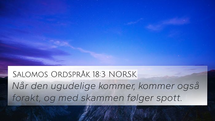 Salomos Ordspråk 18:3 NORSK 4K Wallpaper - Når den ugudelige kommer, kommer også forakt, - 4K Wallpaper Bible Verse