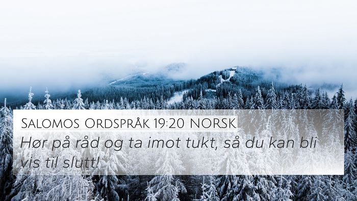 Salomos Ordspråk 19:20 NORSK 4K Wallpaper - Hør på råd og ta imot tukt, så du kan bli vis - 4K Wallpaper Bible Verse