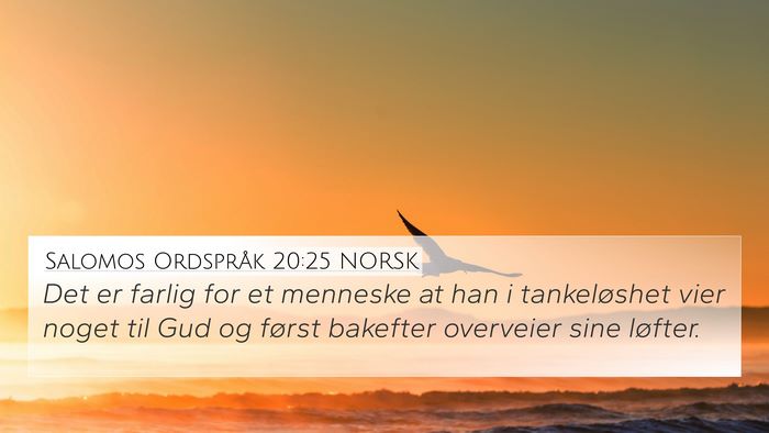 Salomos Ordspråk 20:25 NORSK Bible Verse Image