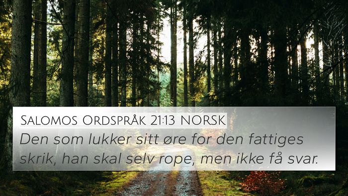 Salomos Ordspråk 21:13 NORSK Bible Verse Image