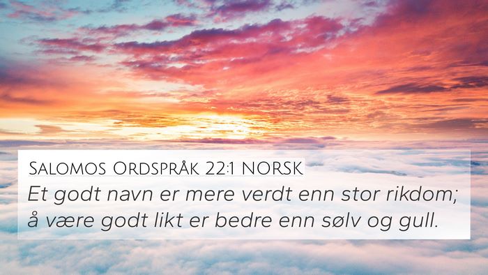 Salomos Ordspråk 22:1 NORSK Bible Verse Image