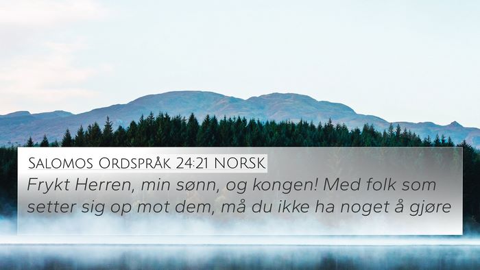 Salomos Ordspråk 24:21 NORSK Bible Verse Image