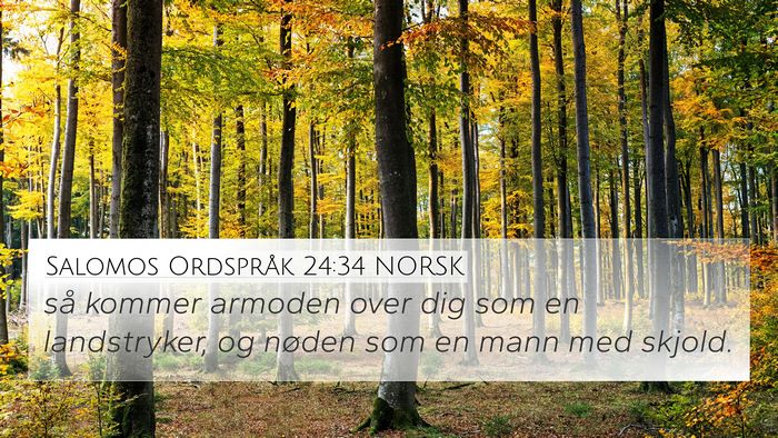 Salomos Ordspråk 24:34 NORSK Bible Verse Image