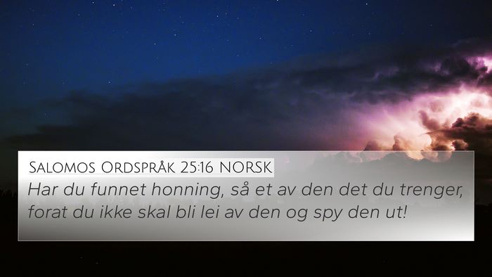 Salomos Ordspråk 25:16 NORSK Bible Verse Image