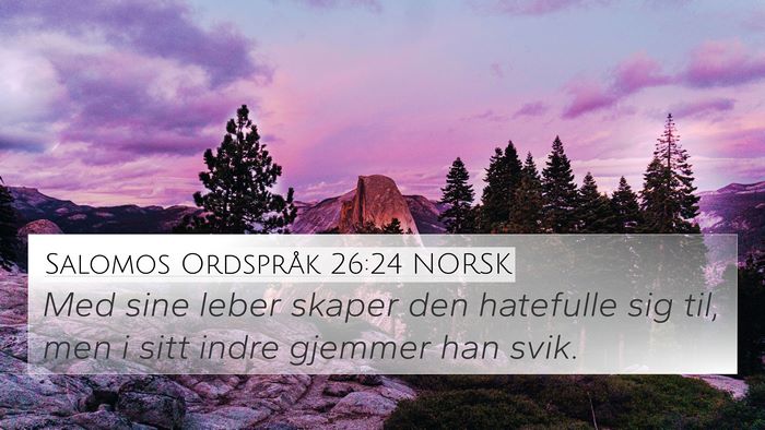 Salomos Ordspråk 26:24 NORSK Bible Verse Image