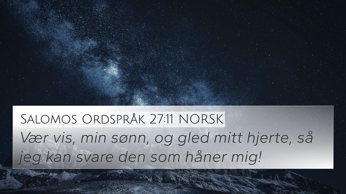 Salomos Ordspråk 27:11 NORSK 4K Wallpaper - Vær vis, min sønn, og gled mitt hjerte, så jeg - 4K Wallpaper Bible Verse