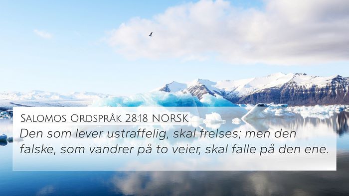 Salomos Ordspråk 28:18 NORSK Bible Verse Image