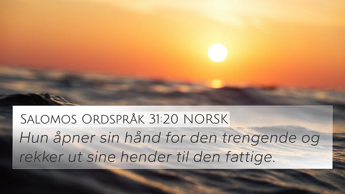 Salomos Ordspråk 31:20 NORSK Bible Verse Image