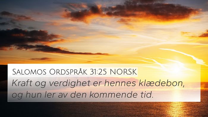 Salomos Ordspråk 31:25 NORSK 4K Wallpaper - Kraft og verdighet er hennes klædebon, og hun - 4K Wallpaper Bible Verse