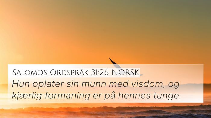 Salomos Ordspråk 31:26 NORSK Bible Verse Image