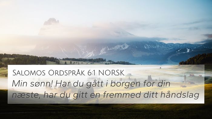 Salomos Ordspråk 6:1 NORSK Bible Verse Image