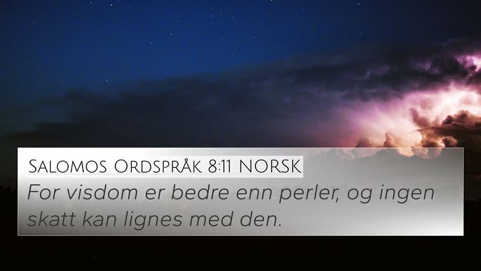 Salomos Ordspråk 8:11 NORSK Bible Verse Image
