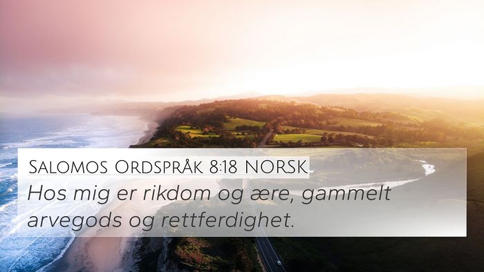 Salomos Ordspråk 8:18 NORSK Bible Verse Image