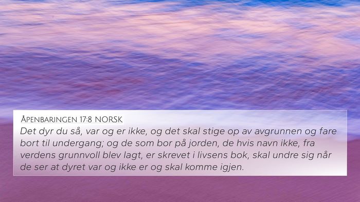 Åpenbaringen 17:8 NORSK Bible Verse Image