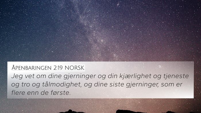 Åpenbaringen 2:19 NORSK Bible Verse Image