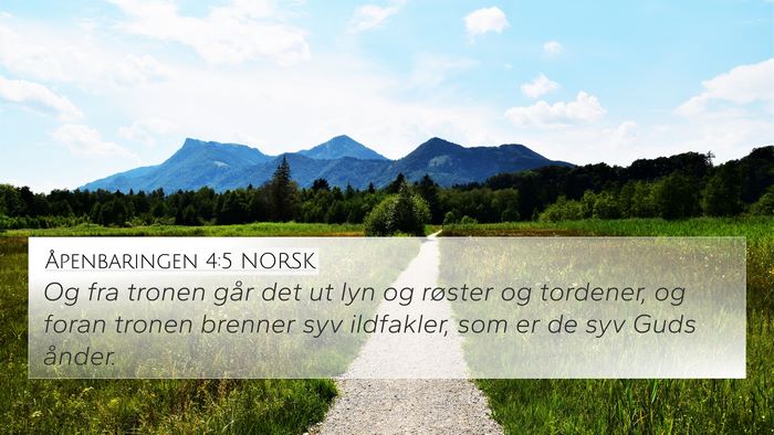 Åpenbaringen 4:5 NORSK 4K Wallpaper - Og fra tronen går det ut lyn og røster og - 4K Wallpaper Bible Verse