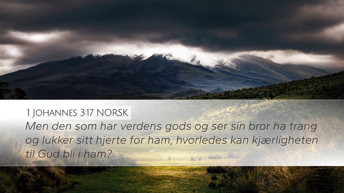 1 Johannes 3:17 NORSK Bible Verse Image