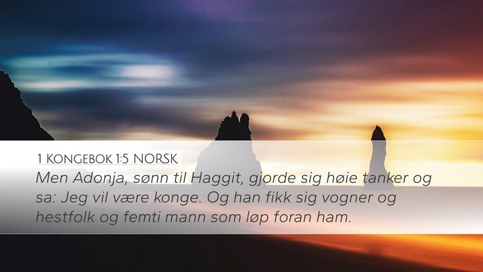 1 Kongebok 1:5 NORSK Bible Verse Image