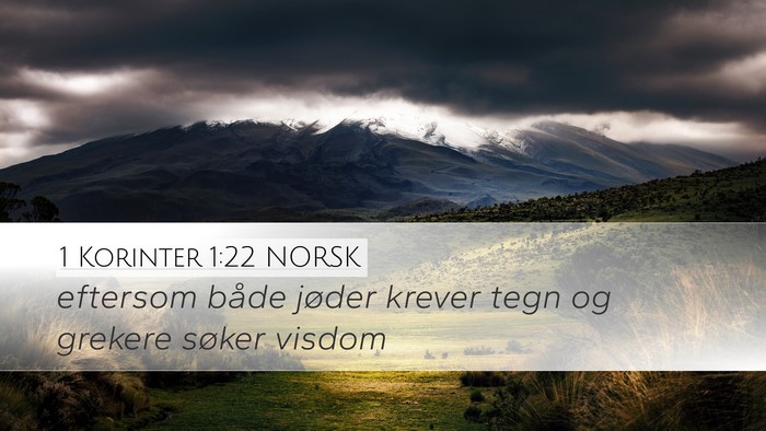 1 Korinter 1:22 NORSK Bible Verse Image