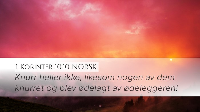 1 Korinter 10:10 NORSK Bible Verse Image