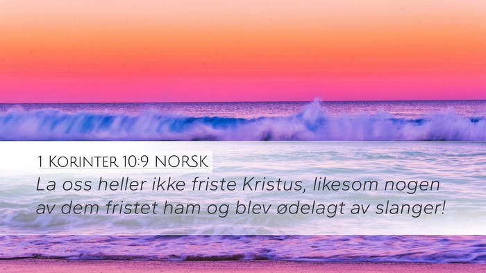 1 Korinter 10:9 NORSK Bible Verse Image