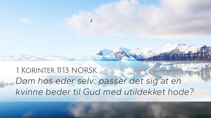 1 Korinter 11:13 NORSK Desktop Wallpaper - Døm hos eder selv: passer det sig at en kvinne - Desktop Bible Verse Wallpaper
