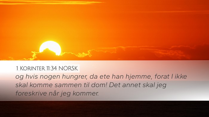 1 Korinter 11:34 NORSK Bible Verse Image