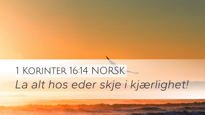 1 Korinter 16:14 NORSK Bible Verse Image