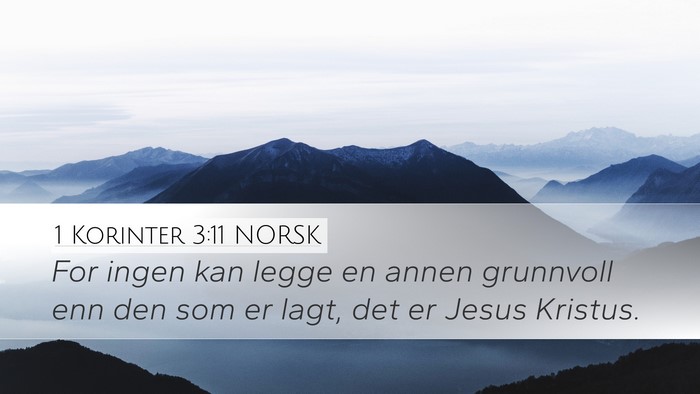 1 Korinter 3:11 NORSK Bible Verse Image