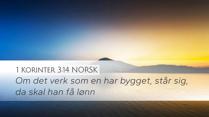 1 Korinter 3:14 NORSK Bible Verse Image