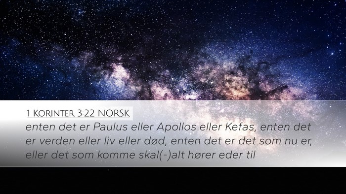 1 Korinter 3:22 NORSK Bible Verse Image