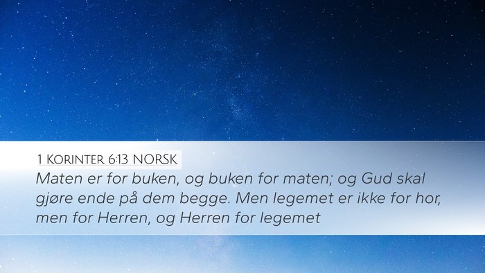1 Korinter 6:13 NORSK Bible Verse Image