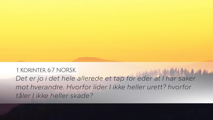 1 Korinter 6:7 NORSK Bible Verse Image