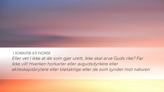1 Korinter 6:9 NORSK Bible Verse Image