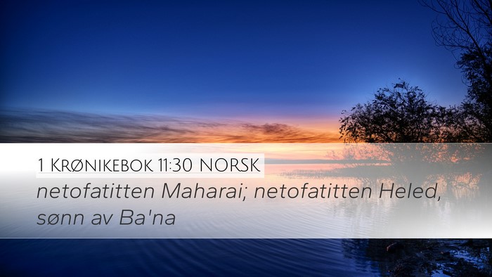 1 Krønikebok 11:30 NORSK Bible Verse Image