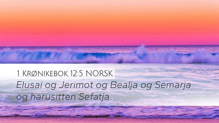 1 Krønikebok 12:5 NORSK Desktop Wallpaper - Elusai og Jerimot og Bealja og Semarja og - Desktop Bible Verse Wallpaper