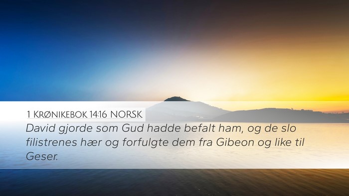 1 Krønikebok 14:16 NORSK Bible Verse Image