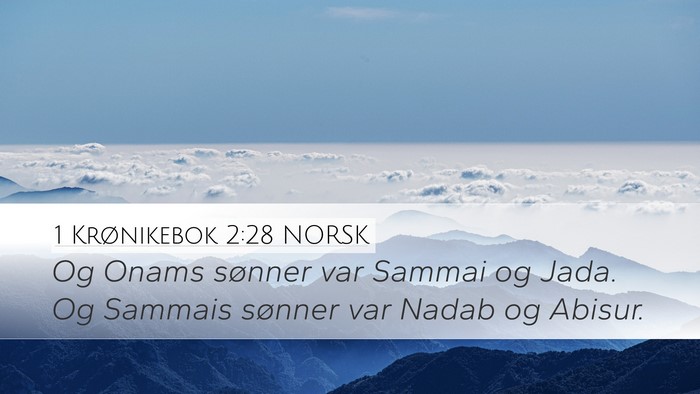 1 Krønikebok 2:28 NORSK Desktop Wallpaper - Og Onams sønner var Sammai og Jada. Og Sammais - Desktop Bible Verse Wallpaper