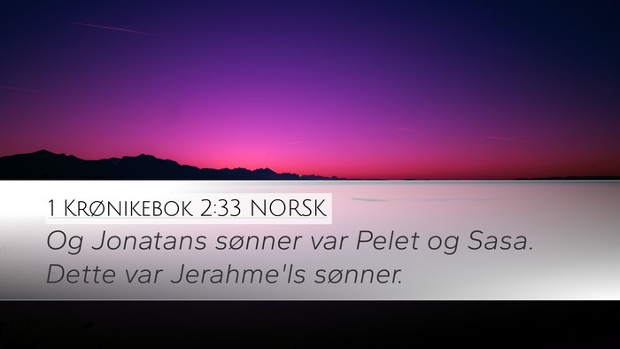 1 Krønikebok 2:33 NORSK Desktop Wallpaper - Og Jonatans sønner var Pelet og Sasa. Dette var - Desktop Bible Verse Wallpaper