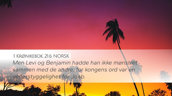 1 Krønikebok 21:6 NORSK Desktop Wallpaper - Men Levi og Benjamin hadde han ikke mønstret - Desktop Bible Verse Wallpaper