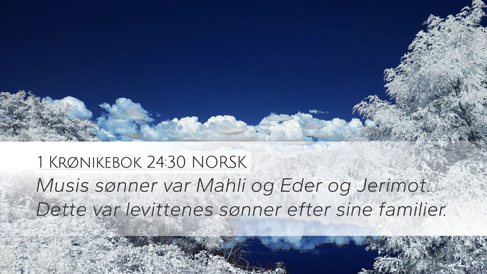 1 Krønikebok 24:30 NORSK Desktop Wallpaper - Musis sønner var Mahli og Eder og Jerimot. Dette - Desktop Bible Verse Wallpaper